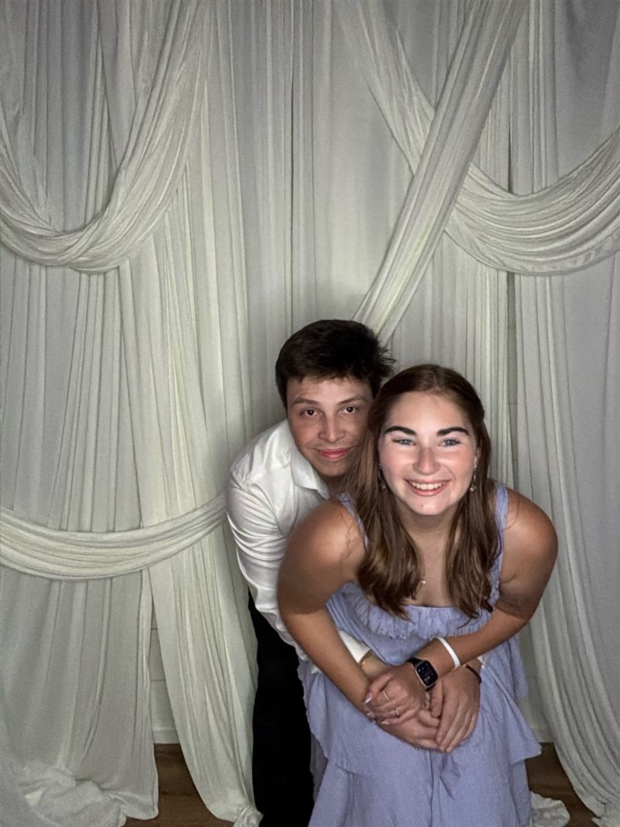 Wedding guests in the photo booth